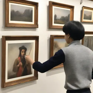 The picker carefully selected the paintings for the art exhibition.