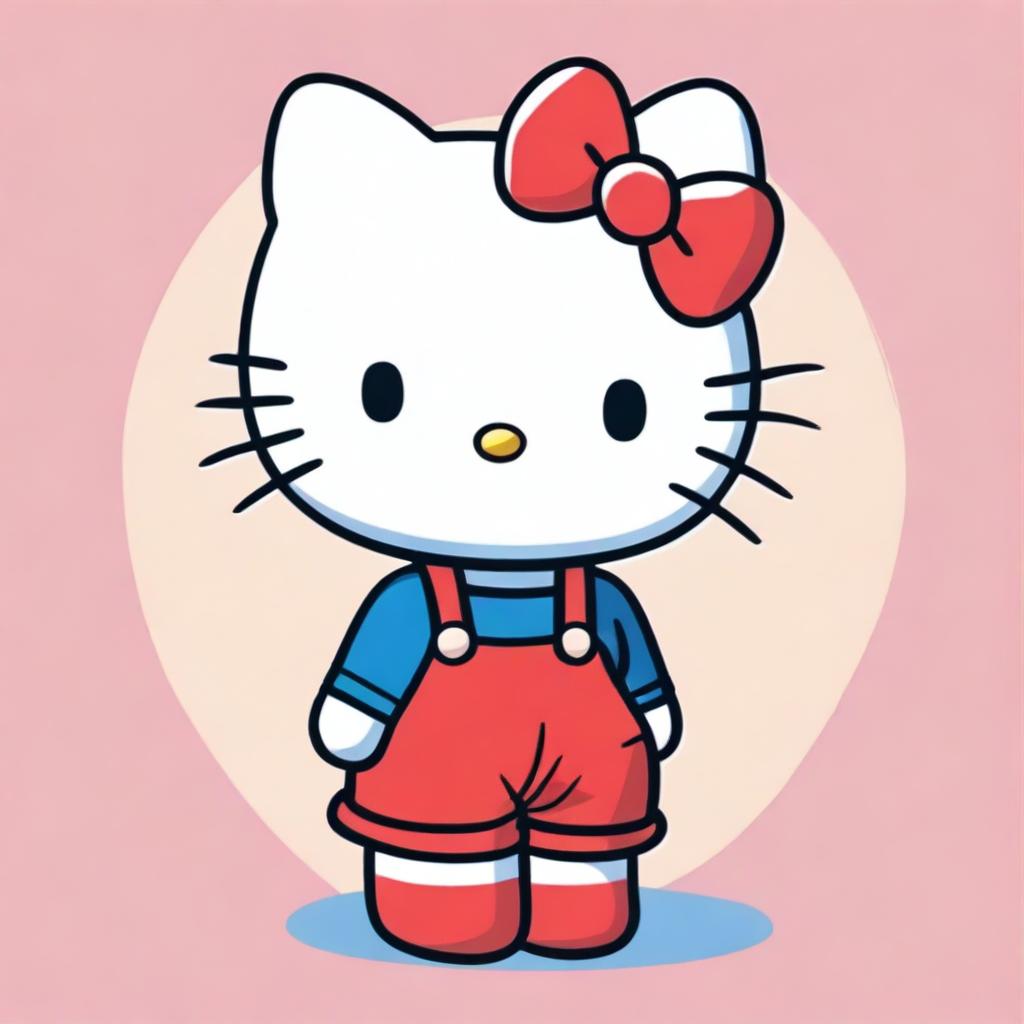 An adorable digital art image of Hello Kitty, the beloved character, in her classic design