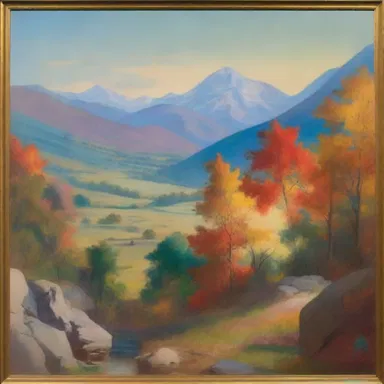 The denouement of the painting reveals a breathtaking landscape hidden beneath layers of vibrant colors.