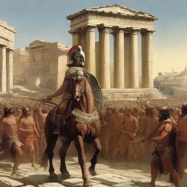 In Greek mythology, the denouement of the Trojan War is marked by the fall of the city of Troy.