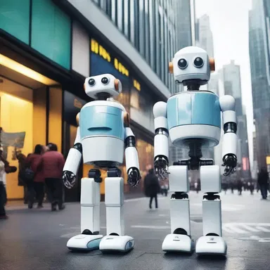 In the futuristic city, robots with jaunty personalities brightened up the streets with their cheerful and self-confident air.