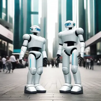 In the futuristic city, robots with jaunty personalities brightened up the streets with their cheerful and self-confident air.