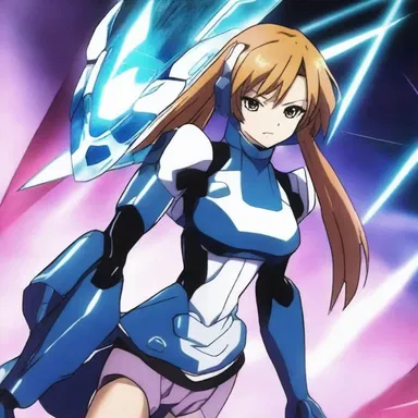 In the anime, the protagonist wears a futuristic cubitiere that enhances their combat abilities.