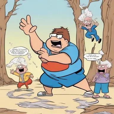 In the cartoon, the character's misbehavior resulted in chaos and destruction.