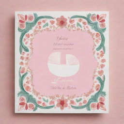 A delightful, personalized celebratory card for a new baby girl named Khadija Ahmed Elhaddad, adorned with motifs that symbolize love, joy, and the gift of childbirth.