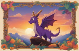 This is a retro Studio Ghibli style poster featuring Spyro the Dragon