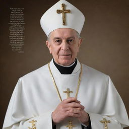 Generate an image featuring a photograph of Archbishop E H Guti, accompanied by one of his sayings. Include a related biblical verse in a stylish text. Emblazon the picture with the church logo in one of the corners.