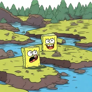 In the animated series, the characters often found themselves stumbling into a bog and sinking into the wet spongy ground.