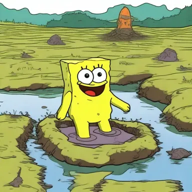 In the animated series, the characters often found themselves stumbling into a bog and sinking into the wet spongy ground.