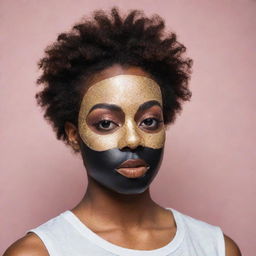 Generate an image of an Instagram profile for a young, talent-filled, yet shy Black artist who remains masked. The profile should evoke a strong feeling of privacy and artistry.