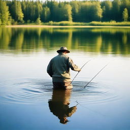 A high-resolution photograph capturing the essence of real-life fishing