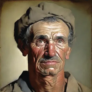 The painter skillfully depicted the rugae on the subject's face, showcasing the realistic details in the portrait.