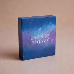 A modified design of a soap bar, now bearing the name 'Galaxy Shine' prominently on its surface. The design remains sleek with shimmers of cosmic blues and purples.