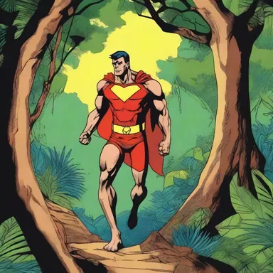 The superhero comic depicted the protagonist using brachiation to traverse the jungle.