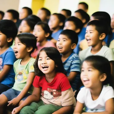 The children laughed contentedly as they watched their favorite cartoons.