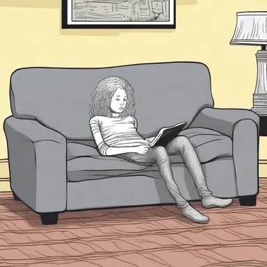 She contentedly curled up on the couch and watched a horror movie.