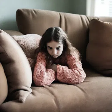 She contentedly curled up on the couch and watched a horror movie.