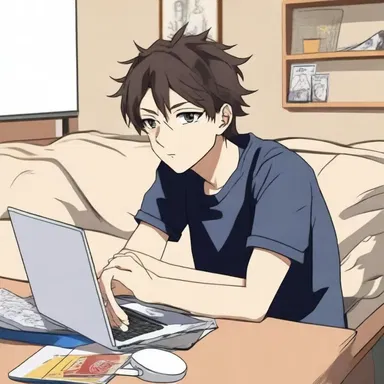 He contentedly binge-watched anime all weekend.