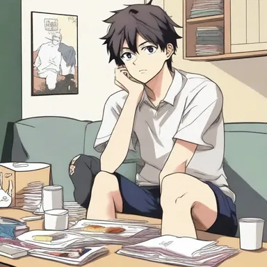 He contentedly binge-watched anime all weekend.