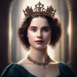 A high-quality digital art piece for a romance book cover titled 'The Secret of the Crown'