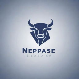 Create a sleek and professional logo for a Facebook page named 'Nepse Leader'. The logo should encapsulate motifs related to the stock market such as a bull, bear or stock charts.