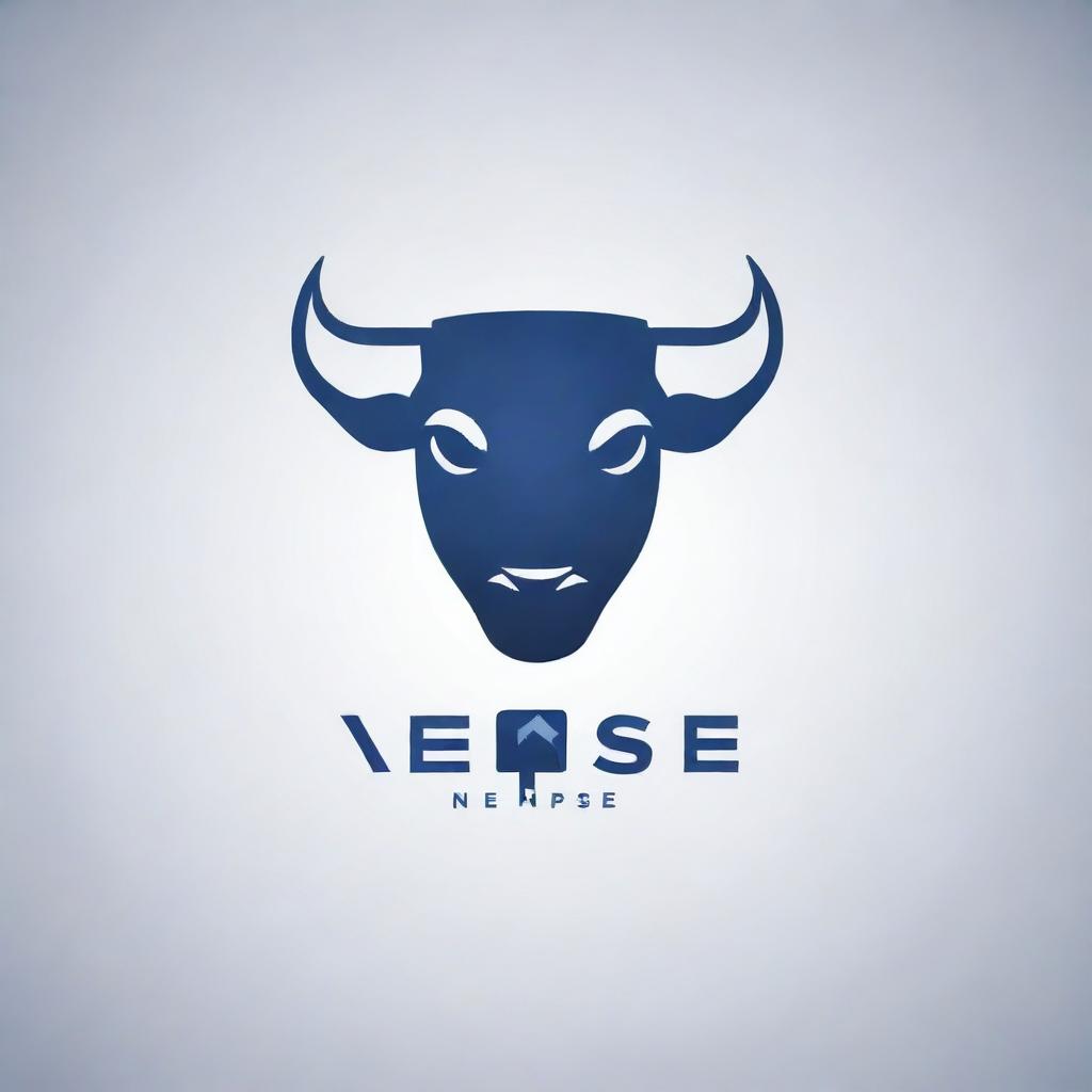 Create a sleek and professional logo for a Facebook page named 'Nepse Leader'. The logo should encapsulate motifs related to the stock market such as a bull, bear or stock charts.