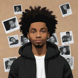 Generate a Boondocks-style Instagram profile for an anonymous young black up-and-coming artist. The profile includes various aspects of his life but always keeps his true identity hidden.