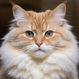 A adorable, fluffy cat with sparkling eyes and a playful demeanor