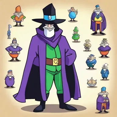 The villain in the cartoon series covetously schemed to obtain all the treasures in the world.