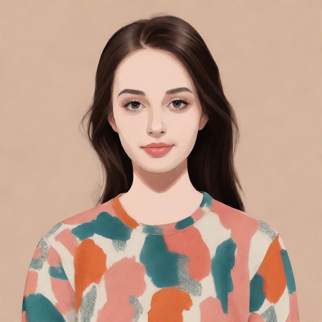 A creative, digital illustration featuring a girl in fashionable attire, with her face cleverly obscured. Perfect for use as a unique Facebook profile picture.