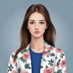 A creative, digital illustration featuring a girl in fashionable attire, with her face cleverly obscured. Perfect for use as a unique Facebook profile picture.