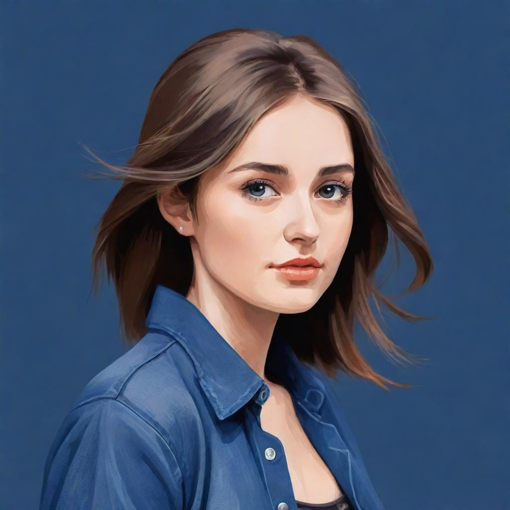 A creative, digital illustration featuring a girl in fashionable attire, with her face cleverly obscured. Perfect for use as a unique Facebook profile picture.