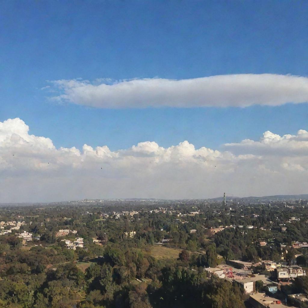 A beautiful romantic scenic view with the words 'Tayyaba loves Yousaf' artistically written in the sky