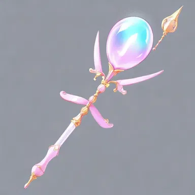 In the anime series, the magical girl's staff was made of opal glass and glowed brightly when she cast a spell.