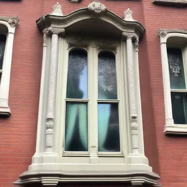The haunted mansion had eerie opal glass windows that seemed to trap the souls of its unfortunate visitors.