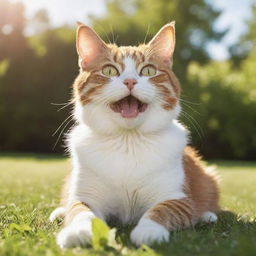 A vibrant, animated cat enjoying its playful nature in a sunny ambiance.