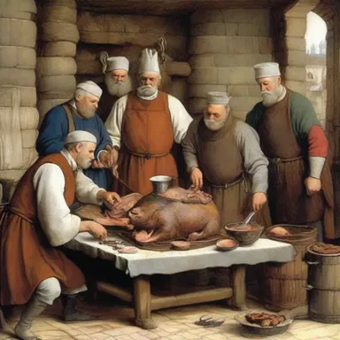 During the medieval feasts, the cooks would baste the roasted boar with its own juices to keep it moist and flavorful, delighting the royals and nobles in attendance.