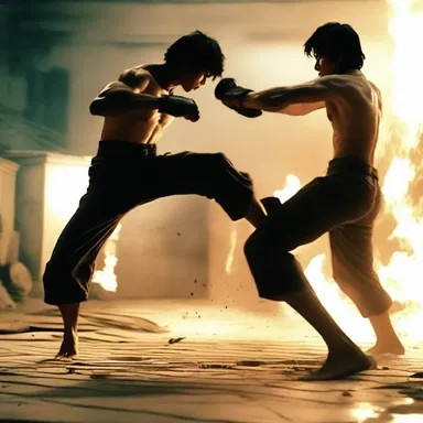 In the intense fight scene, the protagonist basted their opponent with powerful strikes.