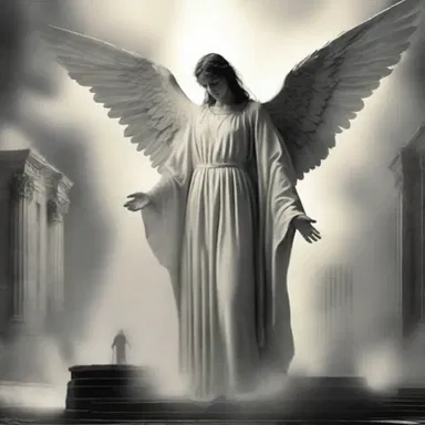 In the biblical tale, the angel basted the wicked city with divine punishment for their sins.