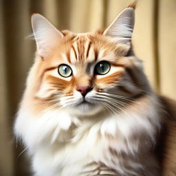 An endearing image of a fluffy domestic cat