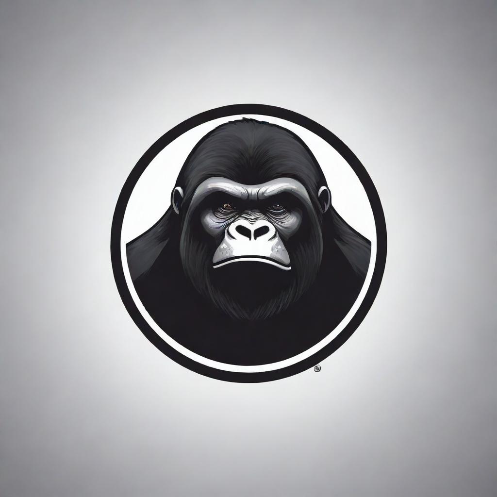 Create a sleek and modern logo featuring a powerful, yet friendly gorilla. Include the name of the company at the bottom of the logo.