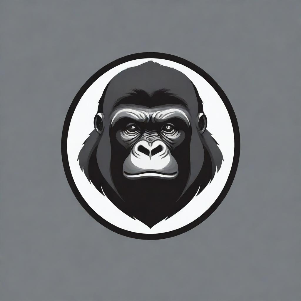 Create a sleek and modern logo featuring a powerful, yet friendly gorilla. Include the name of the company at the bottom of the logo.