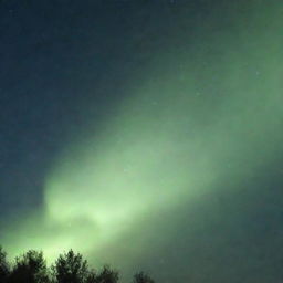 Unusual scene of a clear, iridescent green sky.