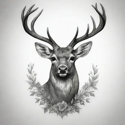 A detailed and artistic design of a Rouget's deer for a tattoo