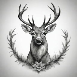 A detailed and artistic design of a Rouget's deer for a tattoo