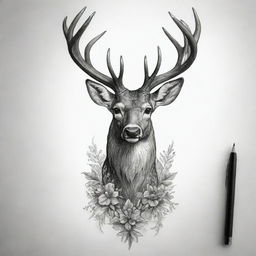 A detailed and artistic design of a Rouget's deer for a tattoo