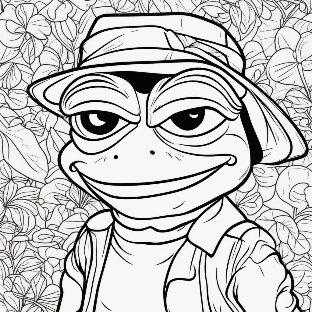 This is a simple, high-quality coloring page featuring a line art illustration of Pepe the Frog