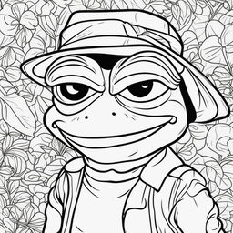 This is a simple, high-quality coloring page featuring a line art illustration of Pepe the Frog