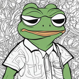 This is a simple, high-quality coloring page featuring a line art illustration of Pepe the Frog