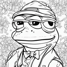 This is a simple, high-quality coloring page featuring a line art illustration of Pepe the Frog